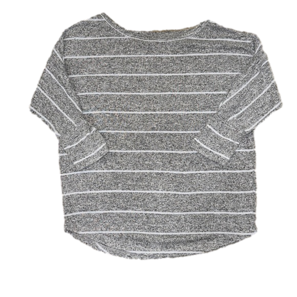 Sweaters - Gray and white 3/4 length sleeve stripe woman’s sweater - Size M